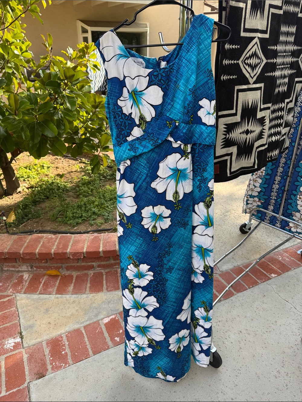 Vintage Hawaii Nei Honolulu Hibiscus Maxi Dress 100% Cotton Size 16